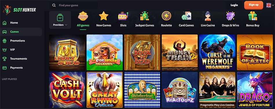 Alle games bij SlotHunter casino