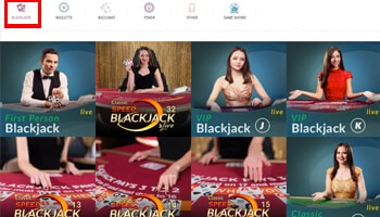 Live blackjack spel