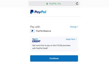 Paypal log in