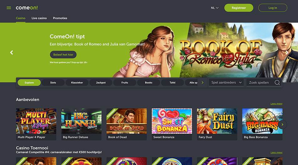 ComeOn casino screenshot