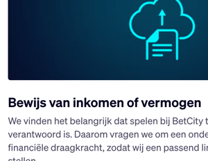 BetCity wil nu al financiële gegevens voor speellimieten